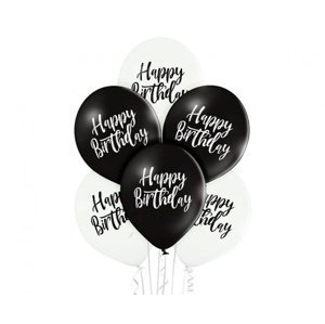 Latexové balonky Happy Birthday - černo - bílé 6 ks