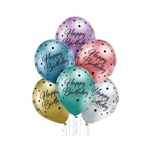 Latexové balonky Happy Birthday - chromové 6 ks