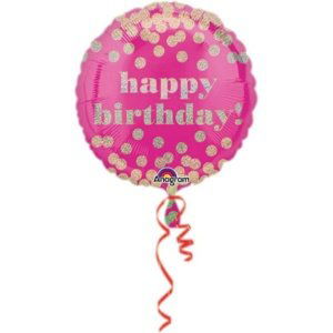 Foliový balonek - Happy Birthday lesklé puntíky - 43 cm