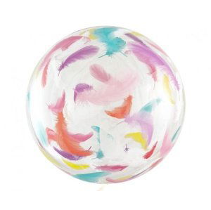 Balonek bublina s potiskem Barevná Peříčka - 51 cm