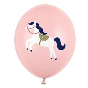 Balónky s potiskem 30 cm, koník, pastelově růžová - 50 ks