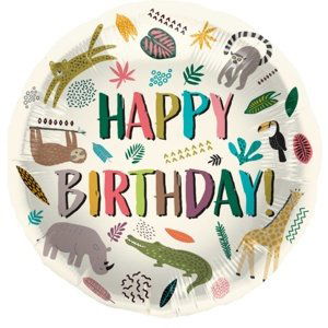 Foliový balonek Zoo - Happy Birthday 45 cm