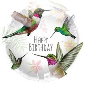 Foliový balonek - Kolibříci, Happy Birthday - 45 cm