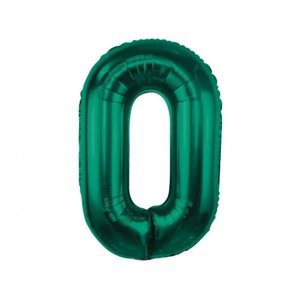 Fóliový balonek číslice 0 - Tmavě zelená, 85 cm