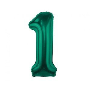Fóliový balonek číslice 1 - Tmavě zelená, 85 cm