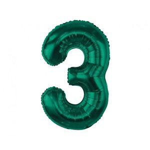 Fóliový balonek číslice 3 - Tmavě zelená, 85 cm