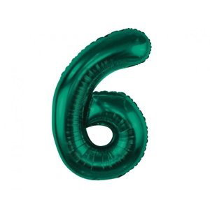 Fóliový balonek číslice 6 - Tmavě zelená, 85 cm