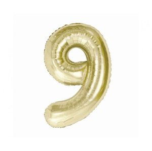 Fóliový balonek číslice 9 - barva šampáň, 85 cm