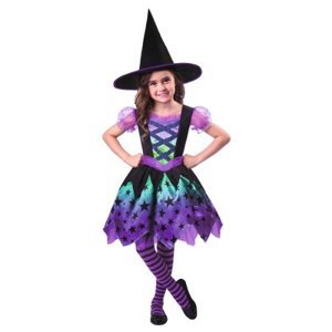 Dětský kostým čarodějka černo fialová  2 až 3 let Vel. 92 - 98 cm