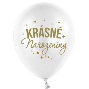 Balonky s potiskem Krásné narozeniny, Bílé 5 ks