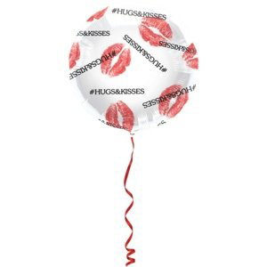 Foliový balonek kulatý - Hugs & kisses - 45 cm
