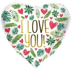 Foliový balonek srdce - I love you , tropical - 45 cm