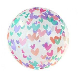 Balonek bublina s potiskem - srdíčka 46 cm
