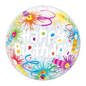 Balonek bublina s potiskem - Narozeninové svíčky, Happy Birthday 46 cm