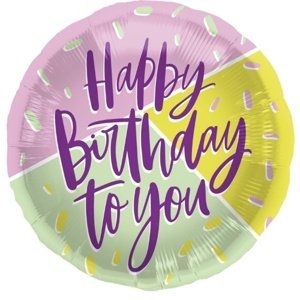 Foliový balonek Happy Birthday - tricolor 45 cm