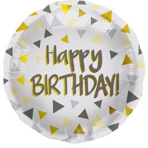 Foliový balonek Happy Birthday - triangles 45 cm