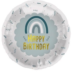 Foliový balonek Happy Birthday - modrá duha 45 cm