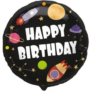 Foliový balonek vesmír - Happy Birthday 45 cm - Folat