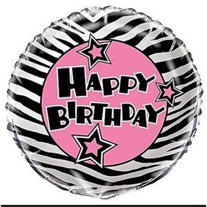 Foliový balonek zebrovaný Happy Birthday 46 cm