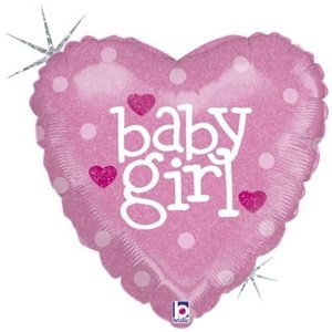 Foliový balonek srdce Baby girl 45 cm
