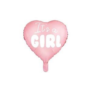 Foliový balonek srdce It's a girl růžový 45 cm