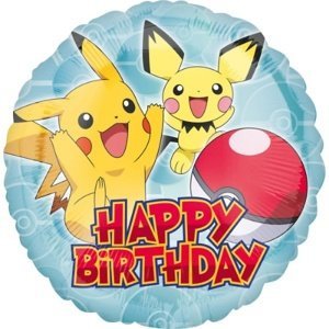 Foliový balonek kulatý Pokemon Happy Birthday 45 cm
