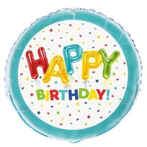 Foliový balonek konfetový Happy Birthday 45 cm