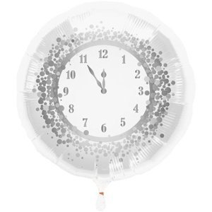 Foliový balonek stříbrný - hodiny 45 cm
