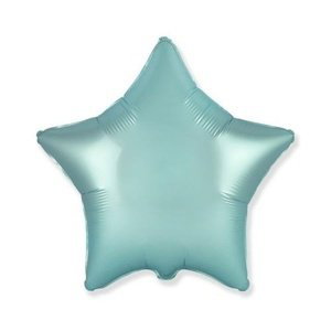 Foliový balonek saténová hvězda pastel modrá 46 cm - Nebalený