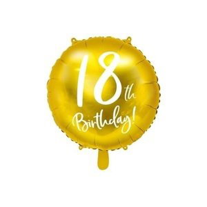 Foliový balonek zlatý - 18th Birthday - 45 cm