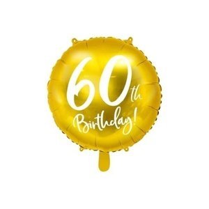 Foliový balonek zlatý - 60th Birthday - 45 cm