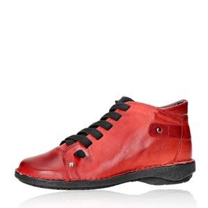Creator dámské kožené kotníkové boty na zip - červené - 37
