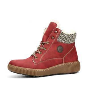 Rieker dámské zateplené kotníkové boty na zip - červené - 36