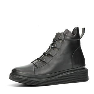 ETIMEĒ dámské kožené kotníkové boty na zip - černé - 39