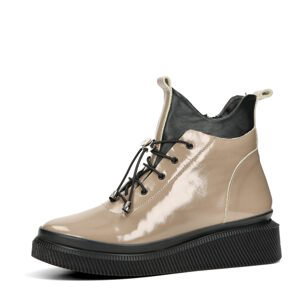 ETIMEĒ dámské kožené kotníkové boty na zip - béžovo hnedé - 41