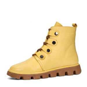 Robel dámské kožené kotníkové boty na zip - žluté - 40