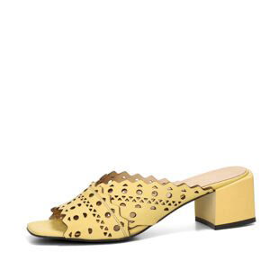 ETIMEĒ dámské kožené pantofle - žluté - 36