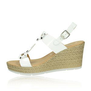 Marco Tozzi dámské lakované stylové sandály - bílé - 36