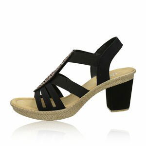Rieker dámské stylové sandály s ozdobnými kamínky - černé - 38