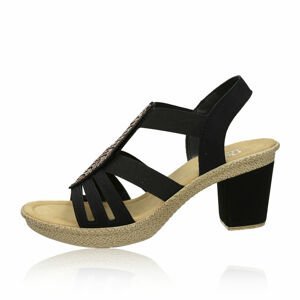 Rieker dámské stylové sandály s ozdobnými kamínky - černé - 40