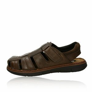 Robel pánské kožené sandály na suchý zip - tmavohnědé - 40