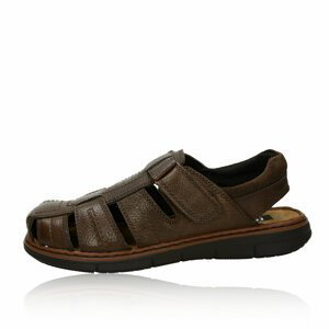 Robel pánské kožené sandály na suchý zip - tmavohnědé - 44