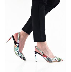 Menbur dámské stylové sandály s květovým motivem - bílé - 40