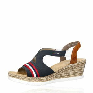 Rieker dámské stylové sandály na klínové podrážce - tmavomodré - 39