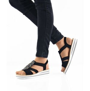 Rieker dámské stylové sandály s ozdobnými prvky - černé - 36