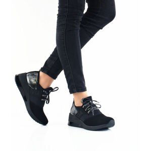 Olivia shoes dámské stylové kožené tenisky - černé - 41