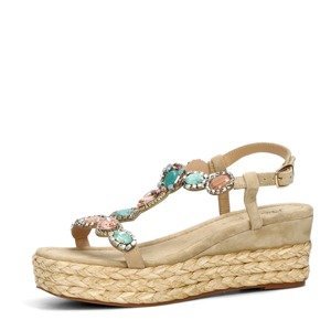 Alma en Pena dámské stylové sandály s ozdobnými kamínky - béžové - 36