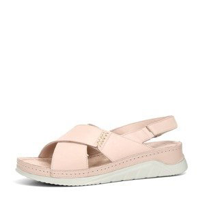 Robel dámské kožené sandály na suchý zip - světle růžové - 39