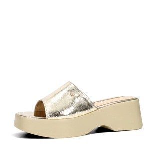 Olivia shoes dámské kožené pantofle na hrubé podrážce  - zlaté - 37