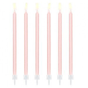 Růžové dortové svíčky - 12 ks